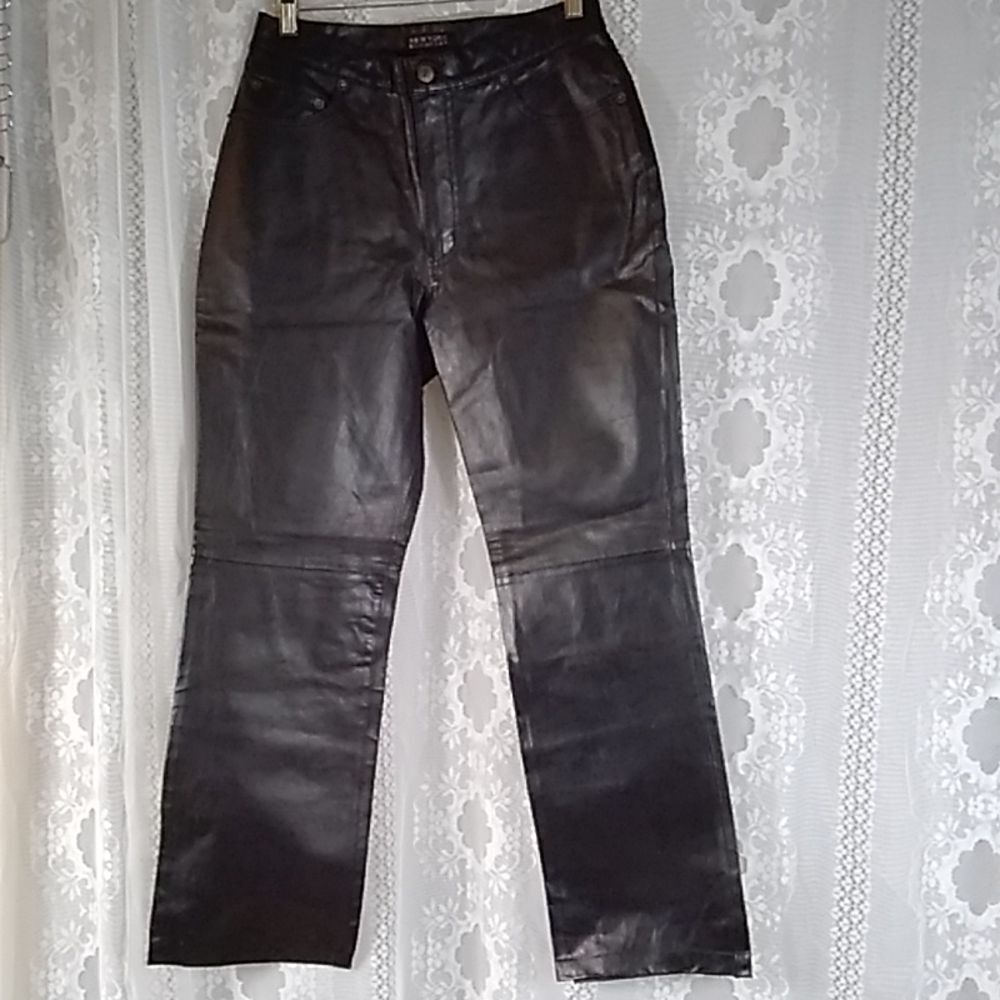 SALE BY VTG, NEW YORK&COMPANY WOMEN LEATHER 100% MOTORCYCLE NY JEANS SIZE 8